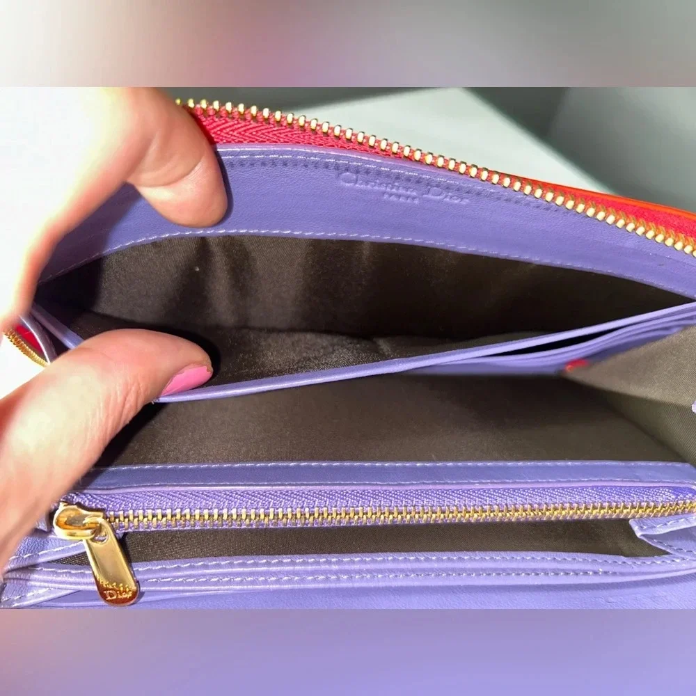 Christian Dior Diorissimo Red Patent Leather Zippy Wallet